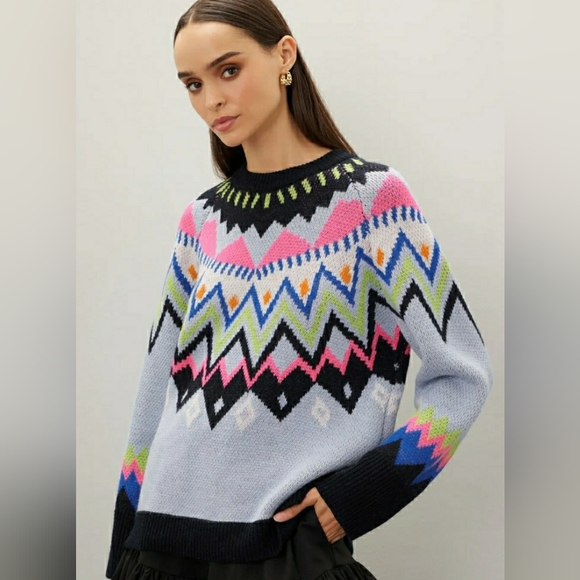 kate spade Sweaters - Kate Spade Faire Isle Multicolor Chevron Wool Alpaca Blend Sweater Size XS